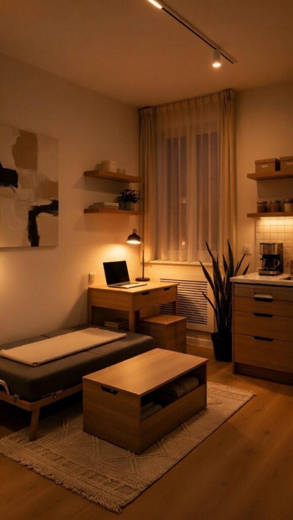 Warm Lighting in a Bachelor Apartment